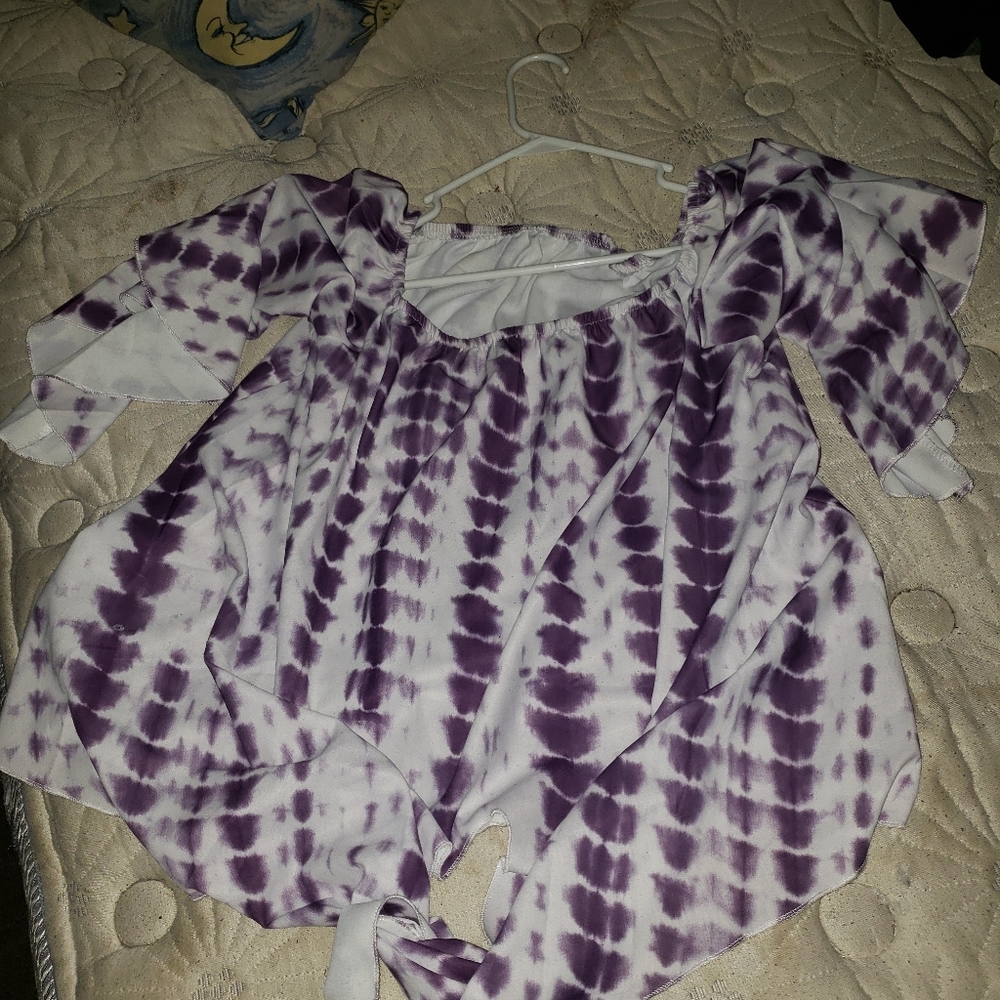 Purple & white off shoulder shirt